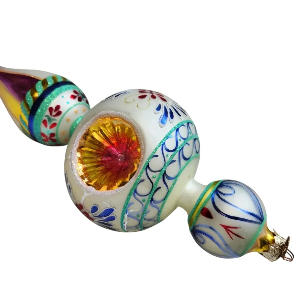 Christopher Radko Blue Danube Triple Indent Reflector Drop Ornament Poland   Box